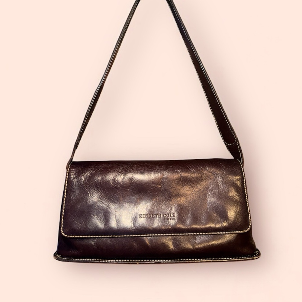Kenneth Cole Brown Leather Shoulder Bag